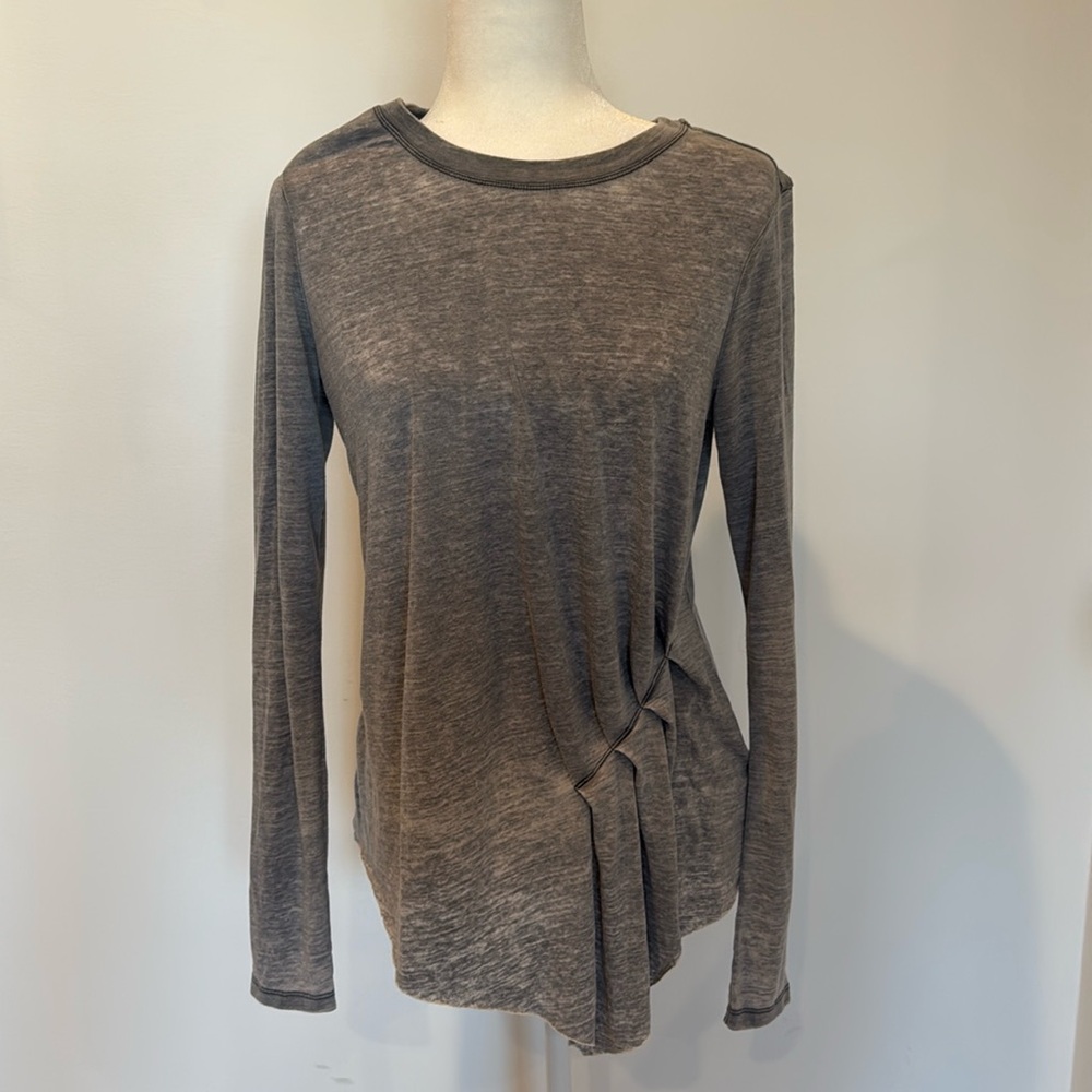 All Saints Duma Asymmetric Pleated Tee, Size M, Gray